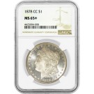 1878 CC Carson City $1 Morgan Silver Dollar NGC MS65+ Gem Uncirculated Coin