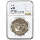 1884 S $1 Morgan Silver Dollar NGC AU53 About Uncirculated Key Date Coin #056