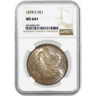 1878 S $1 Morgan Silver Dollar NGC MS64+ Brilliant Uncirculated Toned Coin