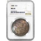 1888 $1 Morgan Silver Dollar NGC MS66 Gem Uncirculated Blueberry Toned Coin