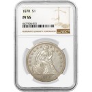 1870 $1 Proof Seated Liberty Silver Dollar NGC PF55 Coin