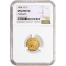 1928 $2.50 Indian Head Quarter Eagle Gold NGC UNC Details Uncirculated Cleaned Coin 