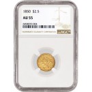 1850 $2.50 Liberty Head Quarter Eagle Gold NGC AU55 About Uncirculated Coin