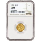 1851 $2.50 Liberty Head Quarter Eagle Gold NGC AU58 About Uncirculated Coin