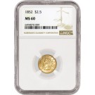 1852 $2.50 Liberty Head Quarter Eagle Gold NGC MS60 Uncirculated Coin