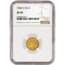 1854 O $2.50 Liberty Head Quarter Eagle Gold NGC XF45 Extremely Fine Coin