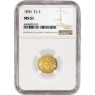1856 $2.50 Liberty Head Quarter Eagle Gold NGC MS61 Uncirculated Coin
