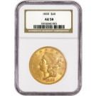 1855 $20 Liberty Head Double Eagle Gold NGC AU58 About Uncirculated Coin