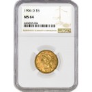1906 D $5 Liberty Head Half Eagle Gold NGC MS64 Brilliant Uncirculated Coin