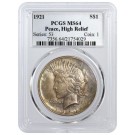 1921 High Relief $1 Silver Peace Dollar PCGS MS64 Brilliant Uncirculated Toned 
