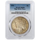 1921 High Relief $1 Silver Peace Dollar PCGS MS64 Brilliant Uncirculated Toned
