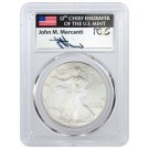 2007 W $1 Burnished Silver American Eagle PCGS MS70 John Mercanti Signed Label