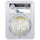 2013 W $1 Burnished 1 oz Silver American Eagle PCGS MS70 FS John Mercanti Label