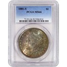 1881 S $1 Morgan Silver Dollar PCGS MS66 Gem Uncirculated Toned Coin