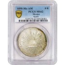 1895 MO AM 8 Reales Silver Mexico City PCGS Secure MS62 Uncirculated Coin 