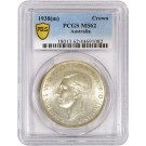 1938 (m) Australia Crown George VI Sterling Silver PCGS Secure Gold Shield MS62