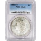 1882 CC Carson City $1 Morgan Silver Dollar PCGS MS65+ Gem Reverse Rainbow Toned