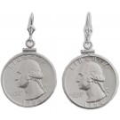 Uncirculated Washington Quarter Sterling Silver Earrings (Random Year)