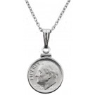 Uncirculated Roosevelt Dime Sterling Silver Necklace (Random Year)