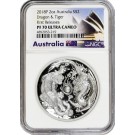 2018 P $2 AUD 2 oz .999 Fine Silver Australian Dragon & Tiger NGC PF70 UC FR