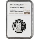 2001 W $50 Proof American Platinum Eagle 1/2 oz .9995 Fine NGC PF70 Ultra Cameo 	