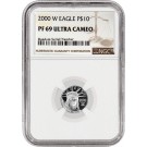 2000 W $10 Proof Platinum American Eagle 1/10 oz .9995 Fine NGC PF69 Ultra Cameo