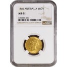 1866 1 Sovereign Gold Sydney Mint Australia Queen Victoria NGC MS61 Coin