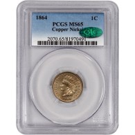 1864 1C Indian Head Cent PCGS MS65 CAC Gem Uncirculated Coin