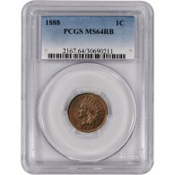 1888 1C Indian Head Cent PCGS MS64 RB Red Brown Brilliant Uncirculated Coin
