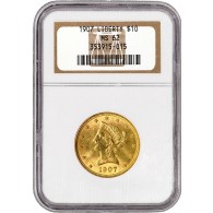 1907 $10 Liberty Head Eagle Gold NGC MS62 Uncirculated Coin