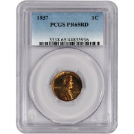 1937 1C Proof Lincoln Wheat Cent PCGS PR65 RD Red Gem Coin