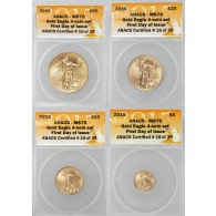 2015 $50 $25 $10 $5 1.85oz Gold American Eagle Set ANACS MS70 First Day Of Issue