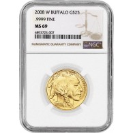 2008 W $25 1/2 oz Gold American Buffalo NGC MS69 Gem Uncirculated Coin