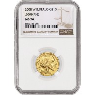 2008 W $10 1/4 oz Gold American Buffalo NGC MS70 Gem Uncirculated Coin