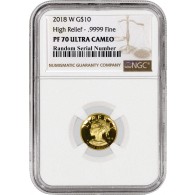 2018 W $10 Proof 1/10 oz Gold Liberty High Relief NGC PF70 Ultra Cameo