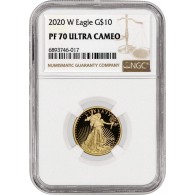 2020 W $10 Proof Gold American Eagle 1/4 oz NGC PF70 Ultra Cameo Coin