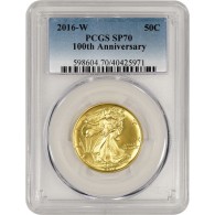 2016 W 50C 100th Anniversary 24K Gold 1/2 oz Walking Liberty Half Dollar PCGS SP70