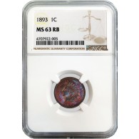 1893 1C Indian Head Cent NGC MS63 RB Red Brown Uncirculated Toned Coin