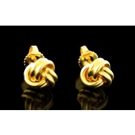 Pair Of Tiffany & Co Twist 18k Yellow Gold 9mm Love Knot Stud Earrings
