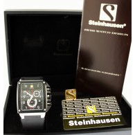 Steinhausen Chronograph 37mm Black PVD Steel Analog Dial Tank Quartz Watch