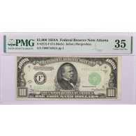 Series Of 1934 A $1000 FRN Atlanta Fr#2212-F FA Block PMG Ch VF35 Minor Repair