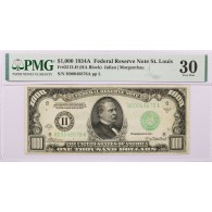Series Of 1934 A $1000 Bill FRN St Louis Fr#2212-H HA Block PMG Ch VF30 Pinholes