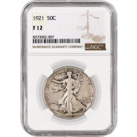 1921 50C Walking Liberty Silver Half Dollar NGC F12 Circulated Key Date Coin
