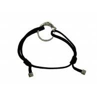 Vintage John Hardy Naga 925 Sterling Silver Dragon Black Cord Bracelet