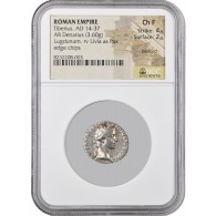 AD 14-37 Roman Empire Tiberius AR Denarius Silver NGC Ancients Ch Fine 4/5 2/5