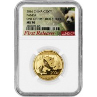 2016 200 Yuan People's Republic Of China 15g .999 Chinese Gold Panda NGC MS70