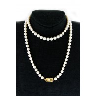 Vintage Mikimoto 18k Yellow Gold 6.5mm - 7mm Cultured Pearl Strand Necklace 31"