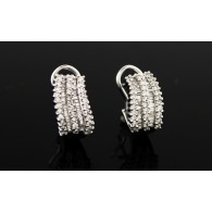 EFFY Classique 14k White Gold Diamond Wavy Huggie Hoop Omega Back Earrings