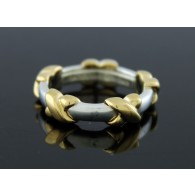 Tiffany & Co Italy 18k Yellow Gold Sterling Silver Signature X Band Ring Size 5