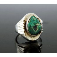 Old Pawn Navajo Native American Sterling Silver Teardrop Turquoise Ring 8.75
